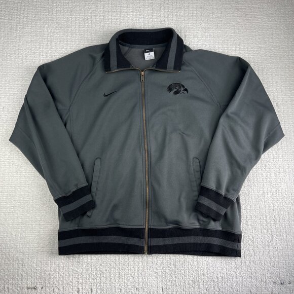 Iowa Hawkeyes x Nike Mens XL Grey & Black Football Full Zip Fleece Jacket (Read) - Picture 1 of 16